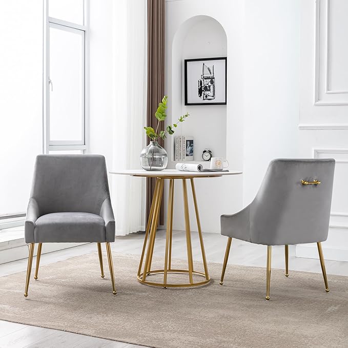 Modern Velvet Dining Chairs Set of 4, Contemporary Upholstered Furniture - Image 4