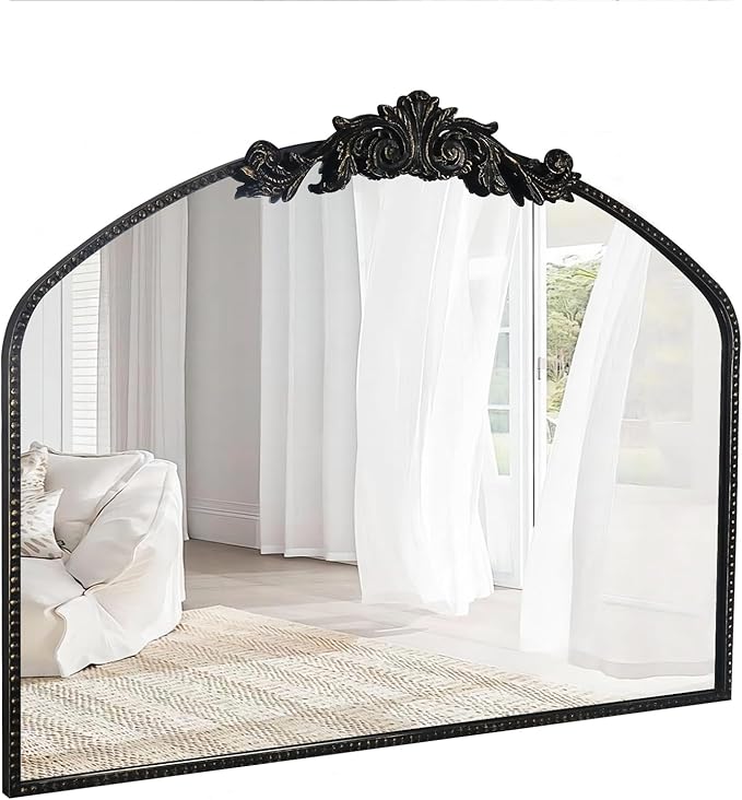 AIXI HOME Vintage Black Arched Mirror 40"X31", Antique Baroque Mantel Wall by AIXI+HOME