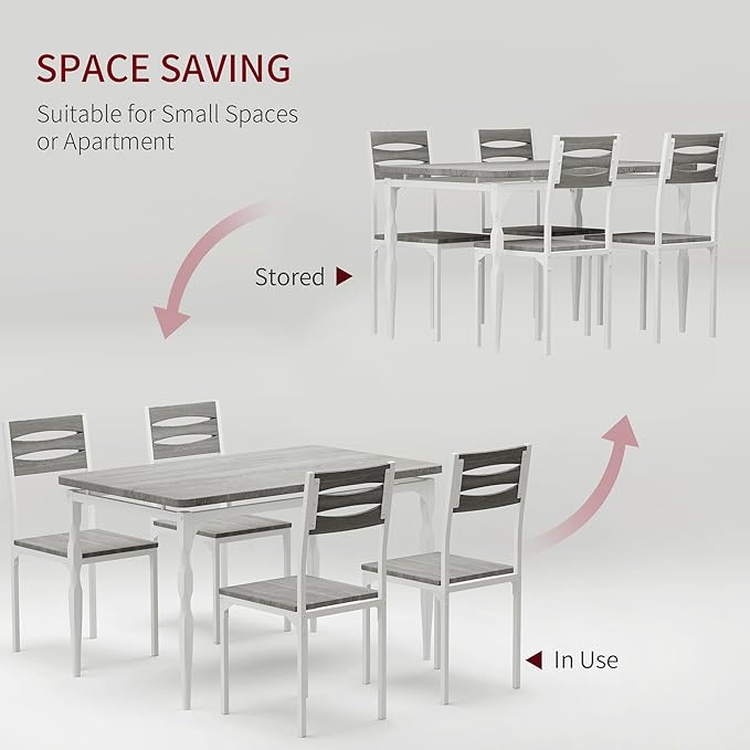 GarveeHome 5 Piece Dining Table Set, Industrial Style Dining Table and Chairs - Image 3