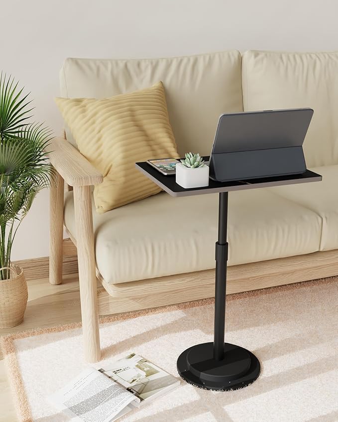 Small Side Table, Height Adjustable Nightstand, Square Indoor Metal Plant Stand - Image 4