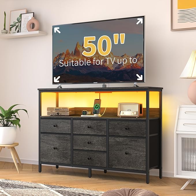 Yoobure LED TV Stand for Bedroom, 50 Inch Kids Dresser - Image 7