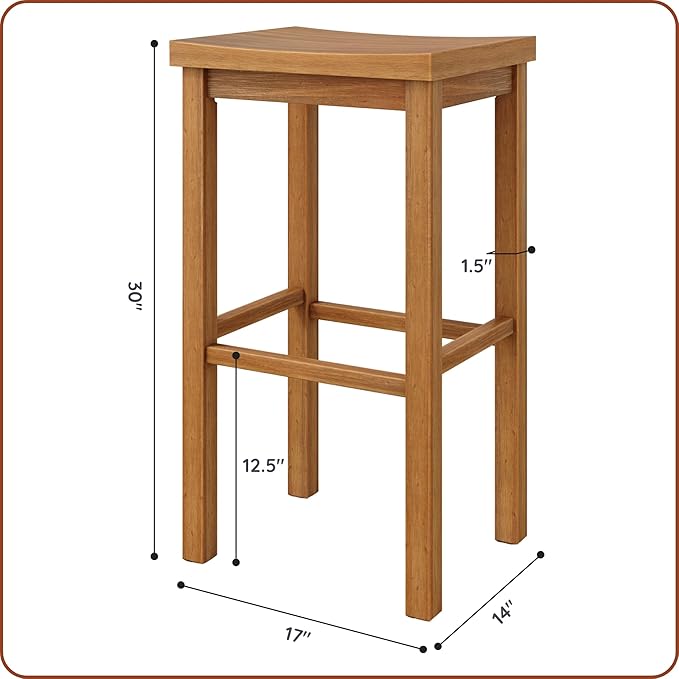 Grain & Grove Smith Collection Set of 2 Solid Wood Bar Stools, 30 inch - Image 2