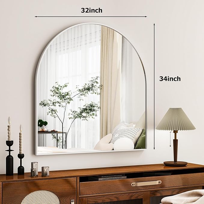 Arched Bathroom Mirror, 32x34 Inch - Image 6