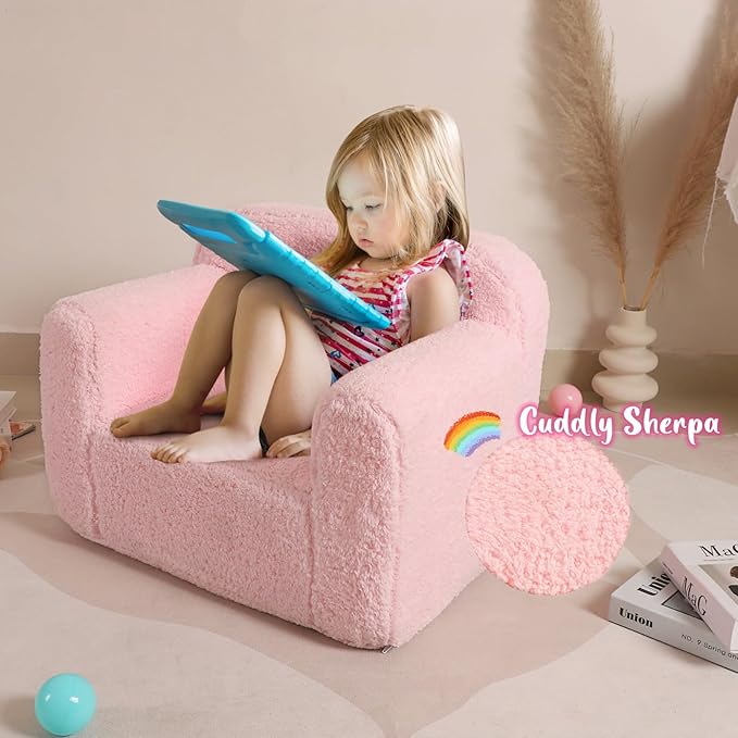 Kids Snuggly-Soft Sherpa Chair, Cuddly Toddler Foam Chair - Image 4