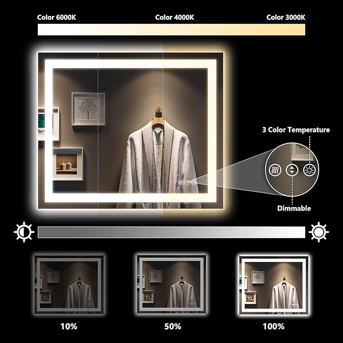 40x32 Inch LED Bathroom Mirror - Image 4