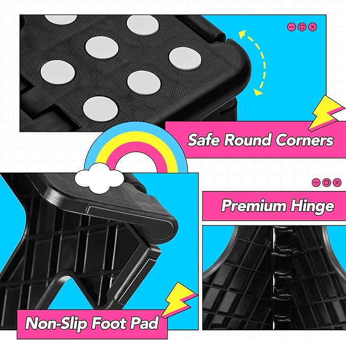 Delxo Folding Step Stool, 11 Inch Non-Slip Foldable Step Stools, Portable - Image 3