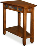 Leick Home Slate End Table, Solid Wood, Narrow Wedge Shape, Slate Tile Insets by LeickFurniture