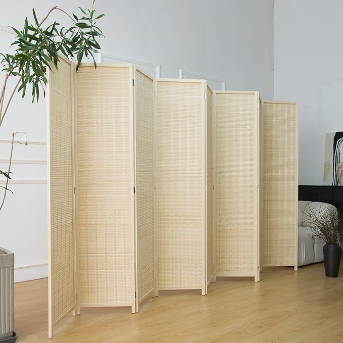 8 Panel Room Divider and Folding Panel Screen, Bamboo Panel Divider Screen - Image 5