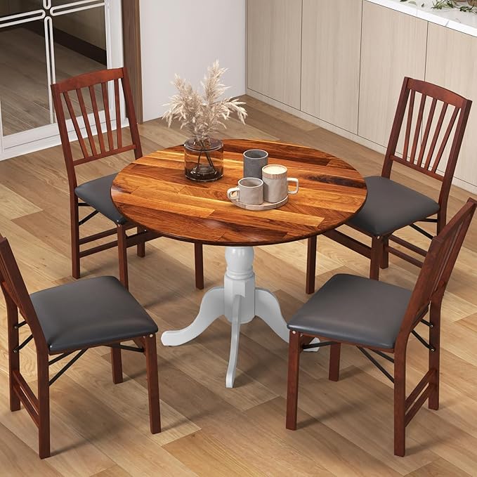 COSTWAY Round Dining Table for 4, 39 inch Kitchen Table - Image 2