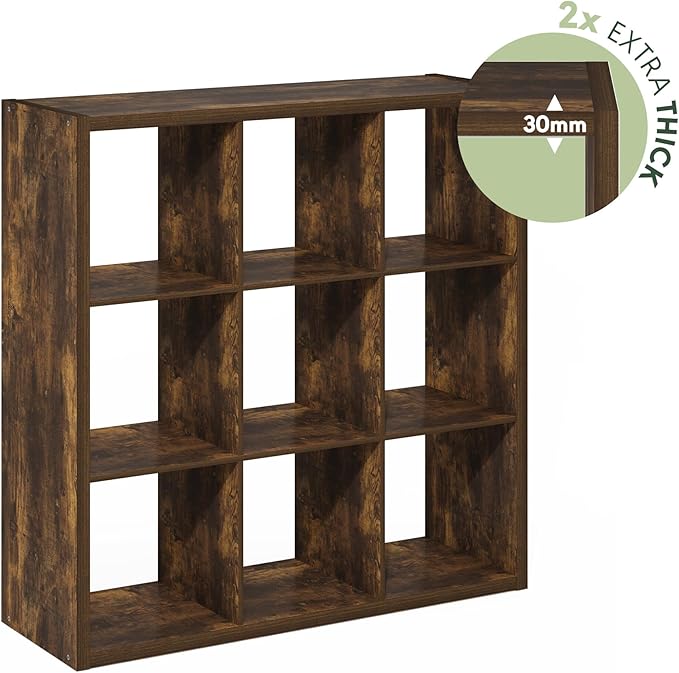 Furinno Cubicle Open Back Decorative Cube Storage Organizer, Amber Pine - Image 5