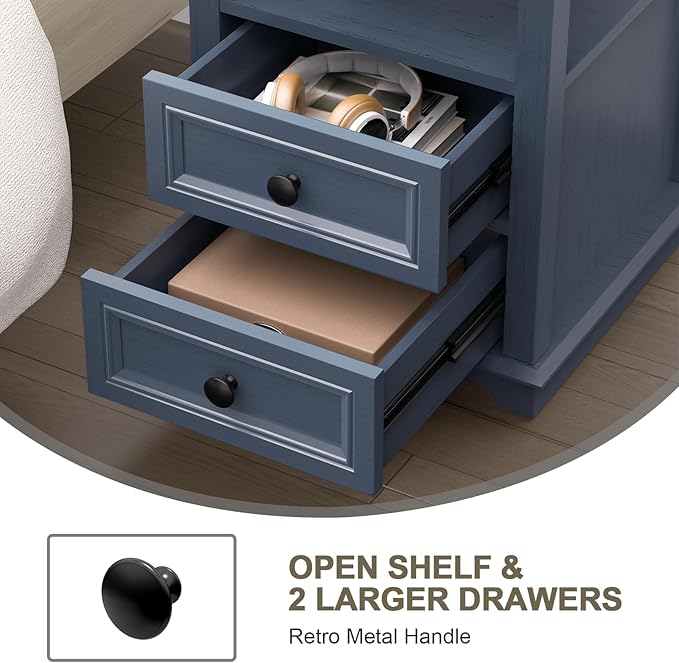 18" Wide End Table with Fast Charging Station Set of 2, 18” Wide Sofa Side - Image 5