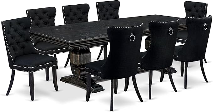 NKDA9-SBB-24-9-pc Dining Room Set Consists of a Rectangular Table and 8 Black - Image 2