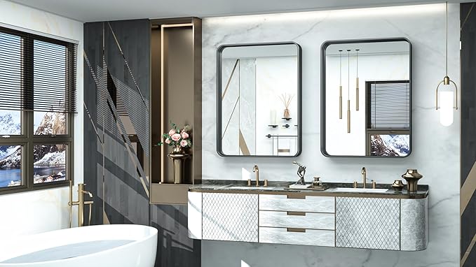 TokeShimi 28x36 Inch Black Bathroom Mirror - Image 2