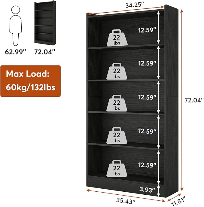 Tribesigns 72-inch Tall Bookcase, Modern 6-Tier White Library Bookshelf - Image 2