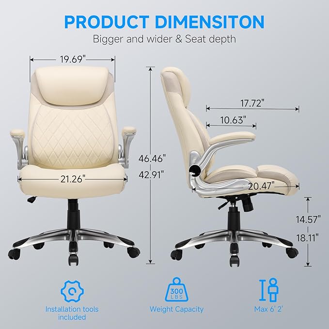 COMHOMA Big and Tall Office Chair, High Back Leather Executive Chair - Image 3