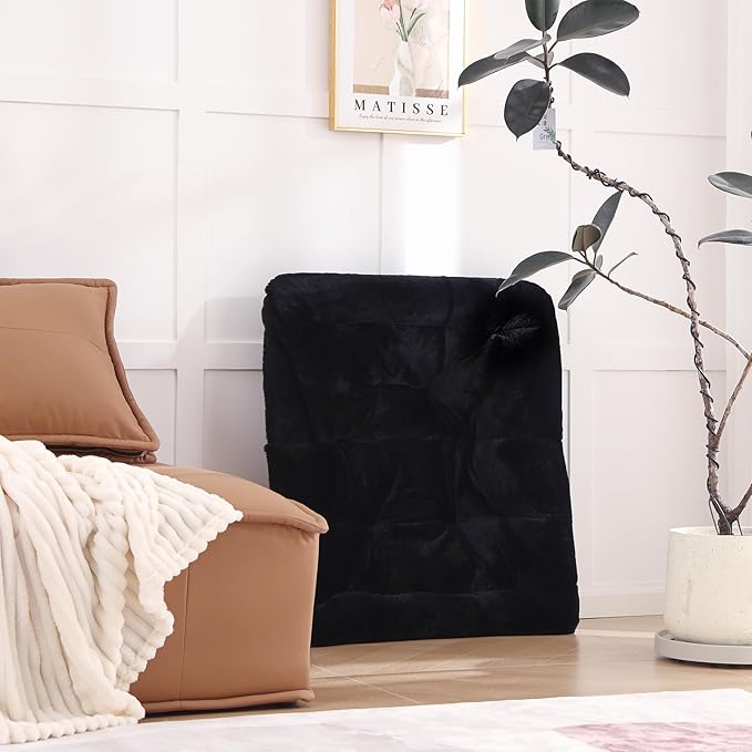 Comfy Folded Chair with Ottoman, Oversized Folding Faux Fur Chair Soft Furry - Image 8
