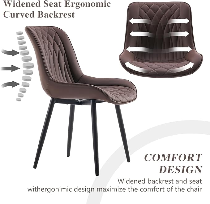 YOUNIKE Brown Dining Chairs Set of 2 - Image 3