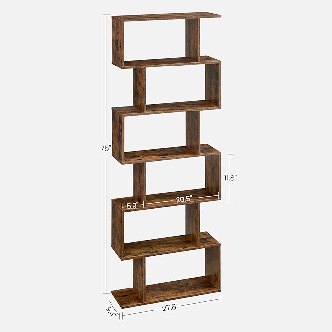 VASAGLE Bookshelf, 6-Tier Bookcase, Tall Display Shelf, Freestanding Storage - Image 3