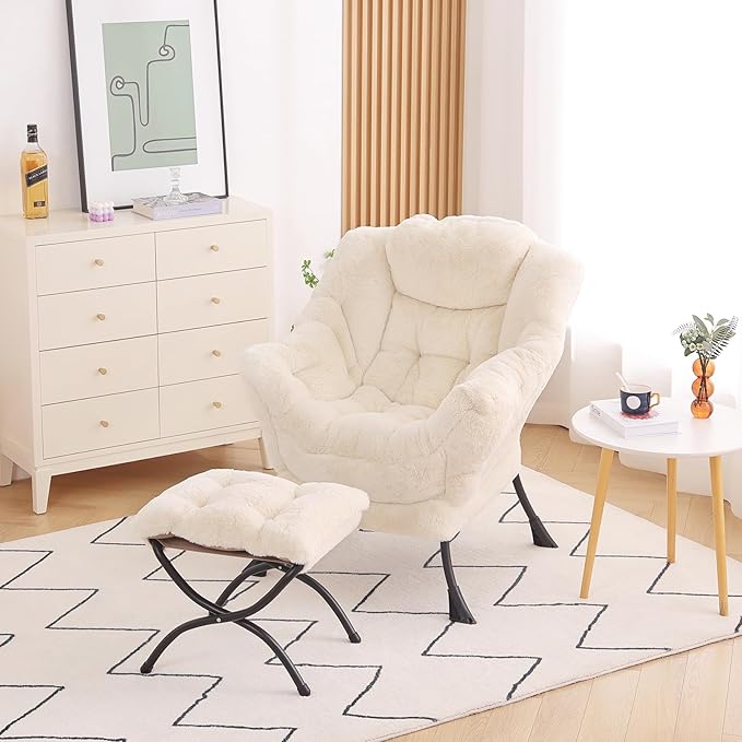 Lazy Chair with Ottoman, Modern Accent Chair Lounge Leisure Sofa Chair with - Image 4