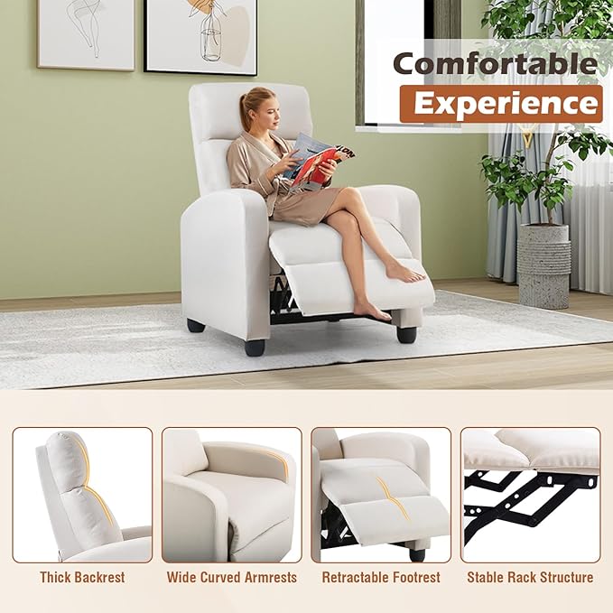BestMassage | Recliner Chair | No Massage Function | Textile Beige | - Image 4