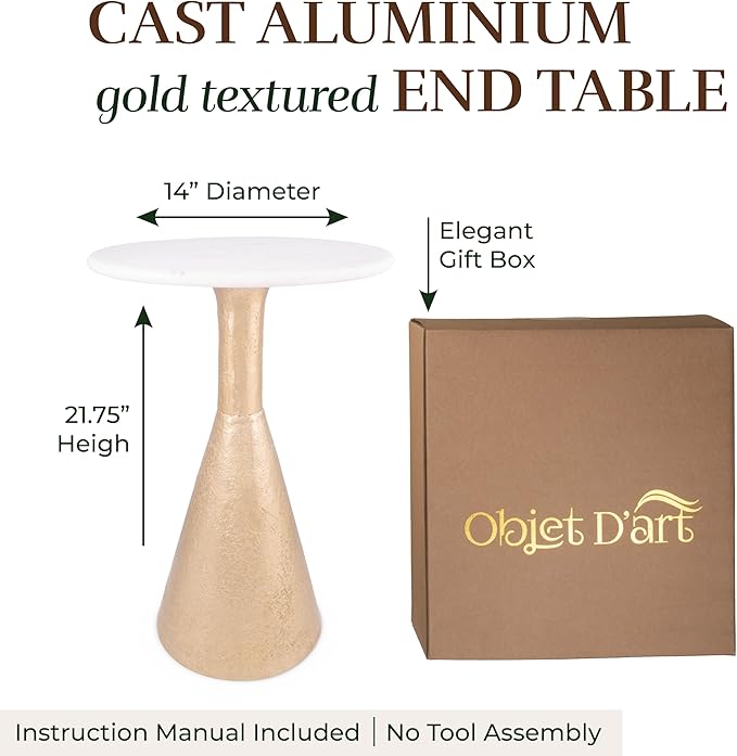 OBJET D'ART Small Round Gold End Tables, Vintage Metal Accent, Coctail and - Image 2
