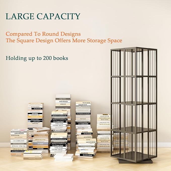 Square Rotating Bookshelf Tower - Image 3