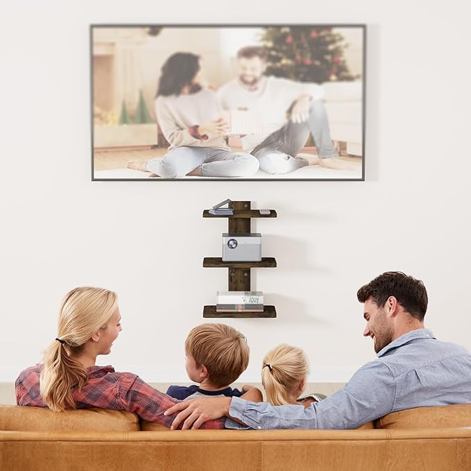 WALI Projector Mount Floating TV Shelf, Holds Up to 22lbs, Wooden Floating Shelf - Image 2