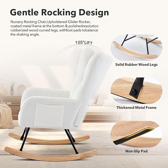 Nursery Rocking Chair, 300Lb Glider Chair - Image 4