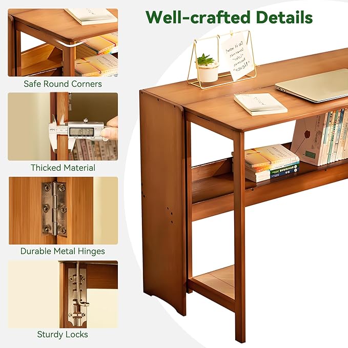 Bamboo Folding Desk Mid Century Modern Desk - Image 4