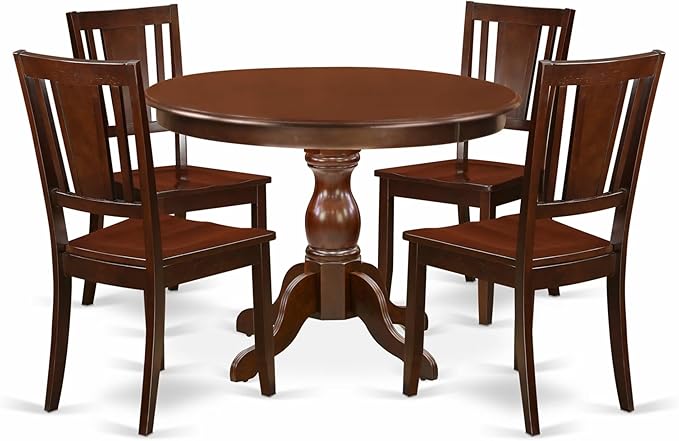 East West Furniture HBDU5-MAH-W 5 Piece Dining Room Table Set Includes a Round by EastWestFurniture