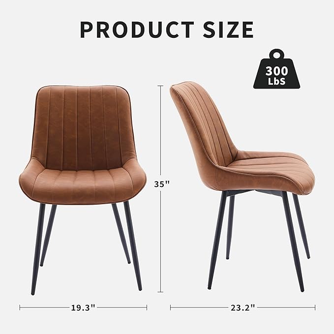 Dining Chairs Set of 2, Upholstered PU Leather Kitchen & Dining Chairs - Image 3
