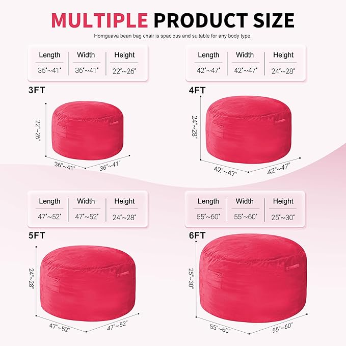 Homguava 3FT Bean Bag Chair: 3' Bean Bags - Image 2