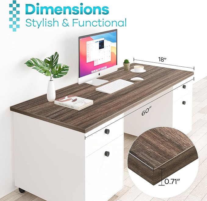 Kaboon Universal Tabletop 60"x18", Solid One-Piece Melamine Table Top, Double - Image 3