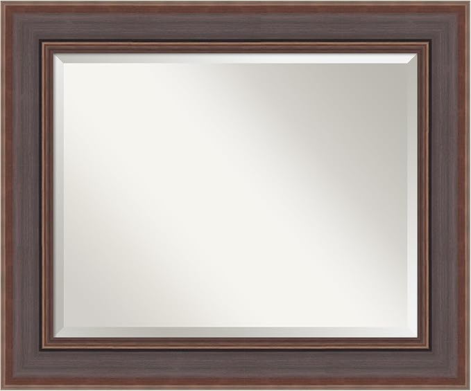 Amanti Art Brown Wall Mirror 30x36 Moab Brown Bronze Rectangle Bathroom Mirror by AmantiArt
