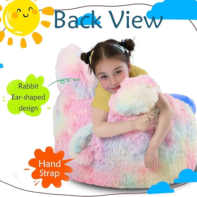 Bean Bag Chair for Kids with Plush Faux Fur Cover, 2.5FT Memory Foam Filled - Image 4