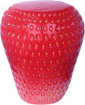 18" Red Strawberry Stool Statue Fruit-Inspired Side Table Indoor Outdoor Accent by ARSTRIA