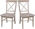 X-Back Dining Chairs Set of 2 Washed Gray Taupe Solid Wood Parawood Construction by InternationalConcepts