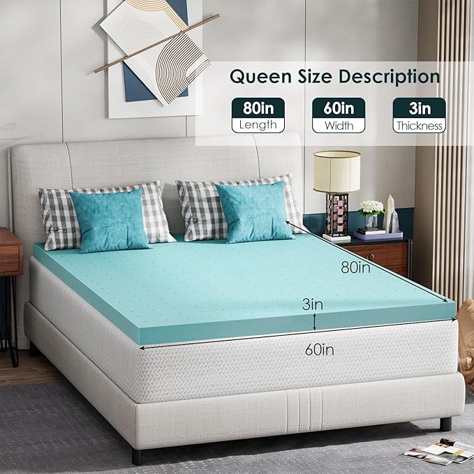 FDW | 6" Queen Mattress + 3" Cooling Mattress Topper | Gel Memory Foam | Medium - Image 5