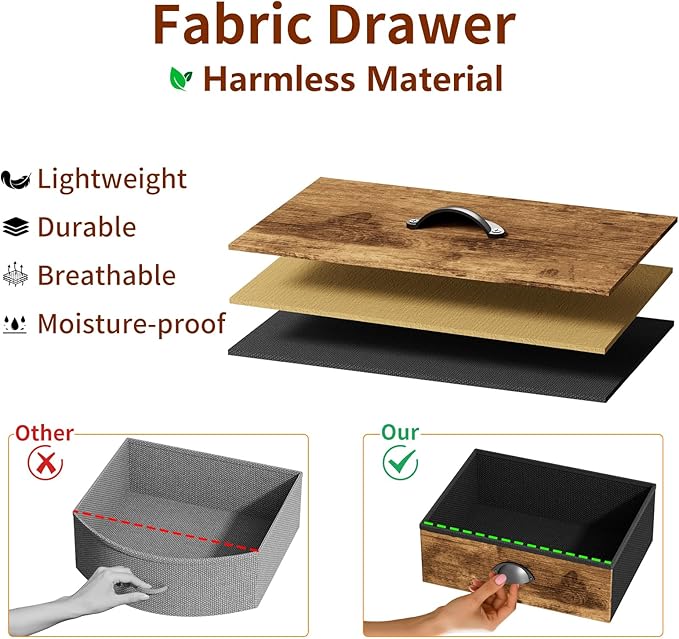 Night Stand Bedside Storage Drawers Bed Side Table Drasser Organizer Nightstand - Image 7