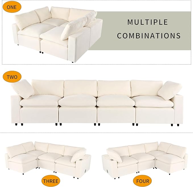 133.9 Inch Modular Convertible Sectional Sofa - Image 7