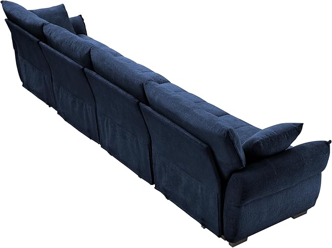 Modern Chenille Fabric 4-Seat Sofa w/ 2 Pillows, Premium Upholstery Living Room - Image 8