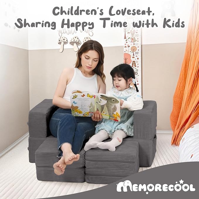 MeMoreCool Modular Kids Couch, Corduroy Play Toddler Couch - Image 4