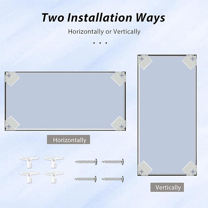 60x30 Inch Bathroom Mirror for Wall, Aluminum Frame Rectangle Rectangular - Image 9