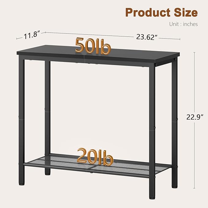 Hoctieon 2 Tier End Table, Sofa Side Table, Narrow Side Table - Image 3