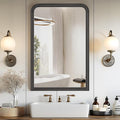 WallBeyond Wood Frame Bathroom Mirror 24" x 36" Wooden Arched Wall Mirror by WallBeyond