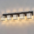 Modern Bathroom Vanity Light 5-Lights Plating Black Crystal Bathroom Wall Light by FDPBY