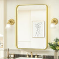 TokeShimi Bathroom Mirror for Wall 24 x 30 Inch Gold Brushed Brass Metal by RefinedBathroomAccessories