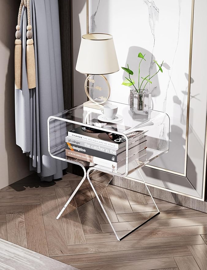 Acrylic Nightstand Side Table Modern Design Clear Home Decor Display End Table - Image 5