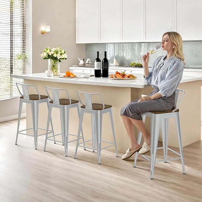 30 Inch Swivel Bar Stools Set of 4, Counter Height Bar Stools - Image 8