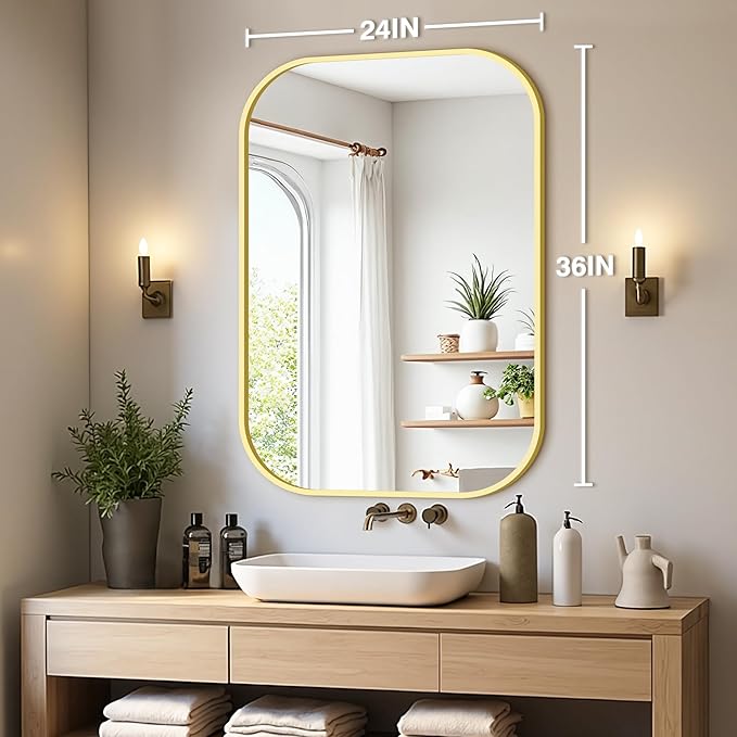 Bathroom Mirrors for Over Sink, 24x36 Gold Vanity Mirror for Bathroom Sink - Image 2